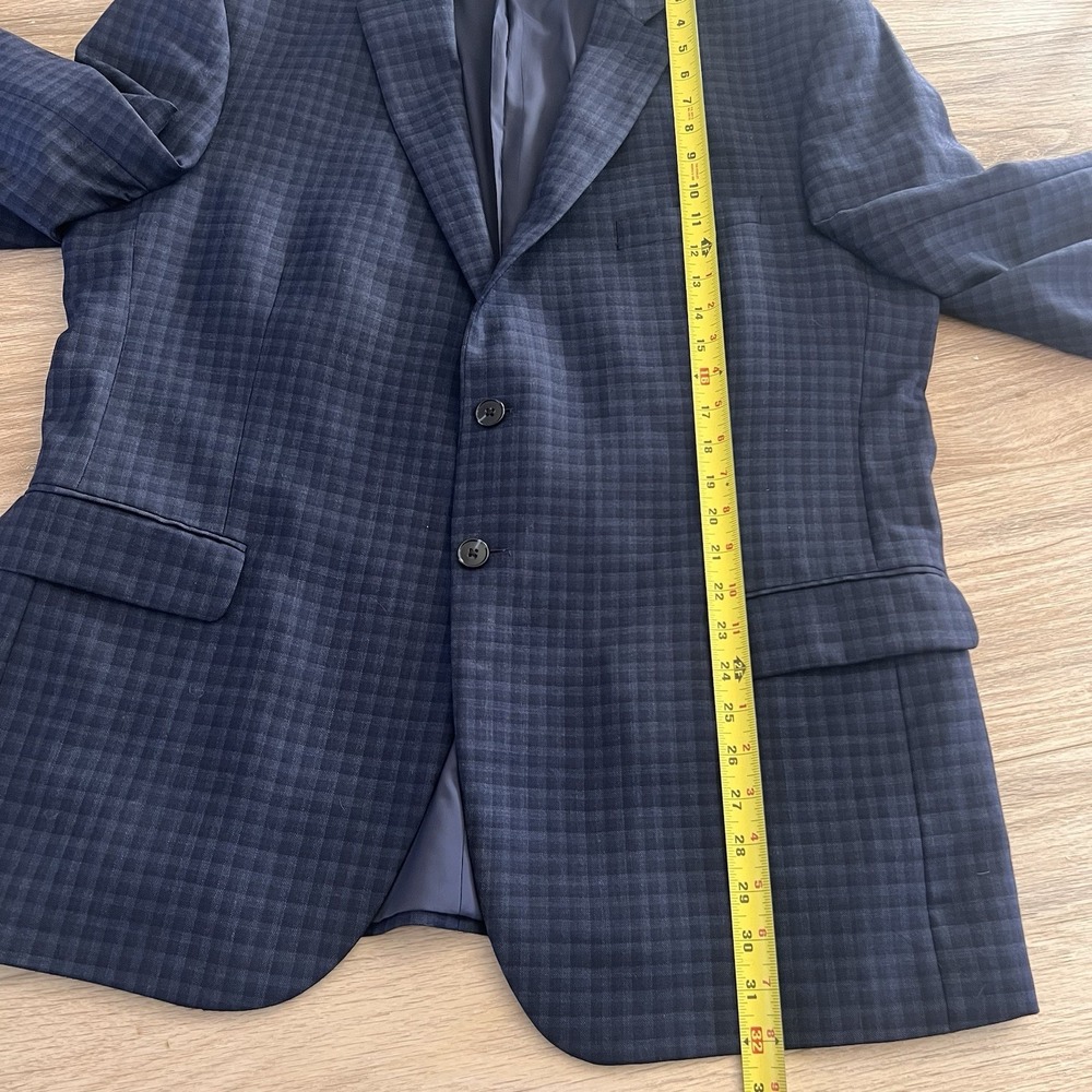 Jos A Bank Traveler Traditional Fit Blazer Suit Coat 46 Blue Plaid Check Stretch - Picture 6 of 12